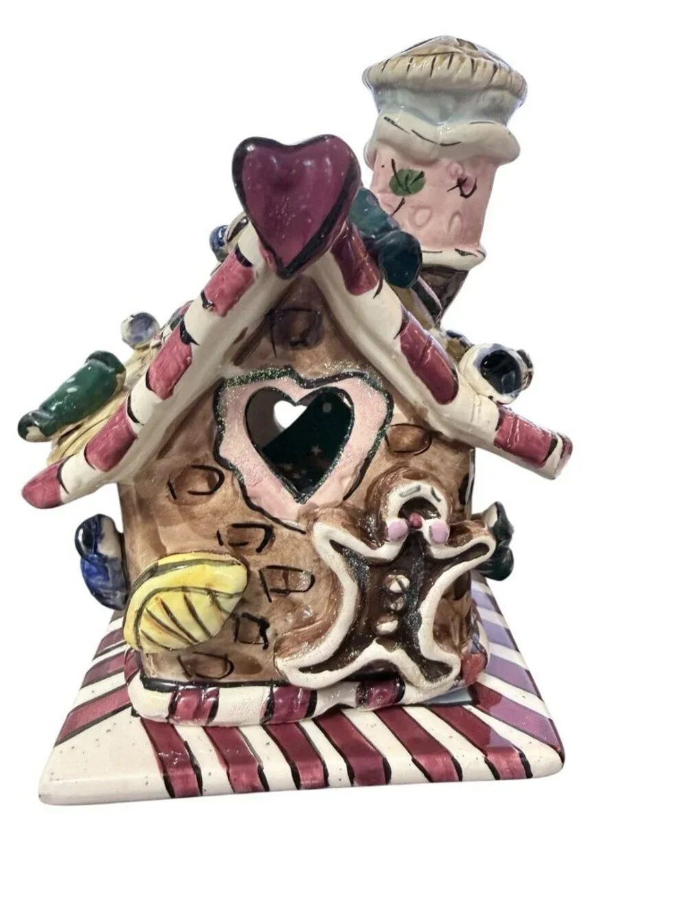 2002 Vtg Blue Sky Clayworks Heather Goldminc Gingerbread House Cottage Tea Light